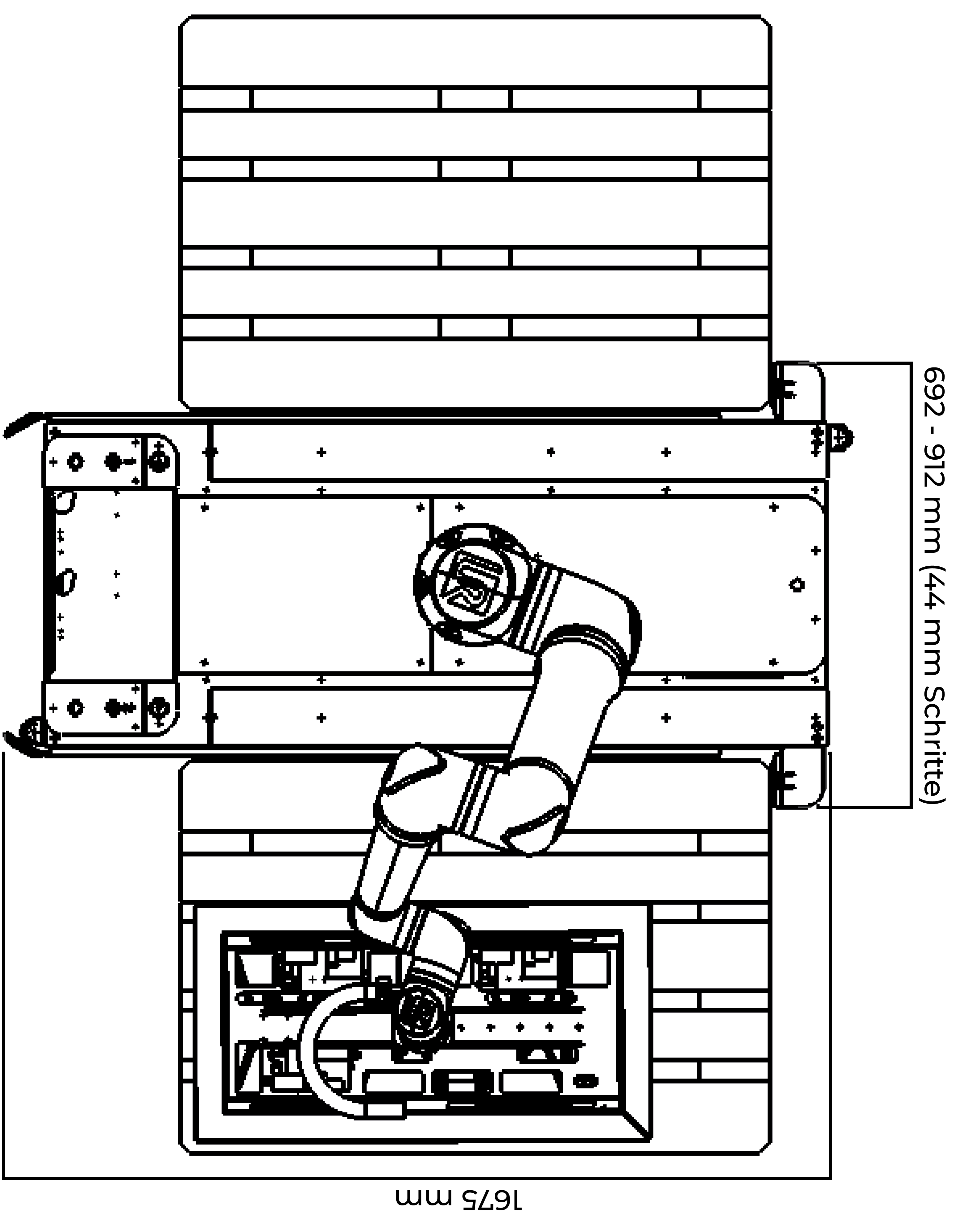 Abmessungen des MobilePalletizing in der Ausführung mit Universal Robots UR30