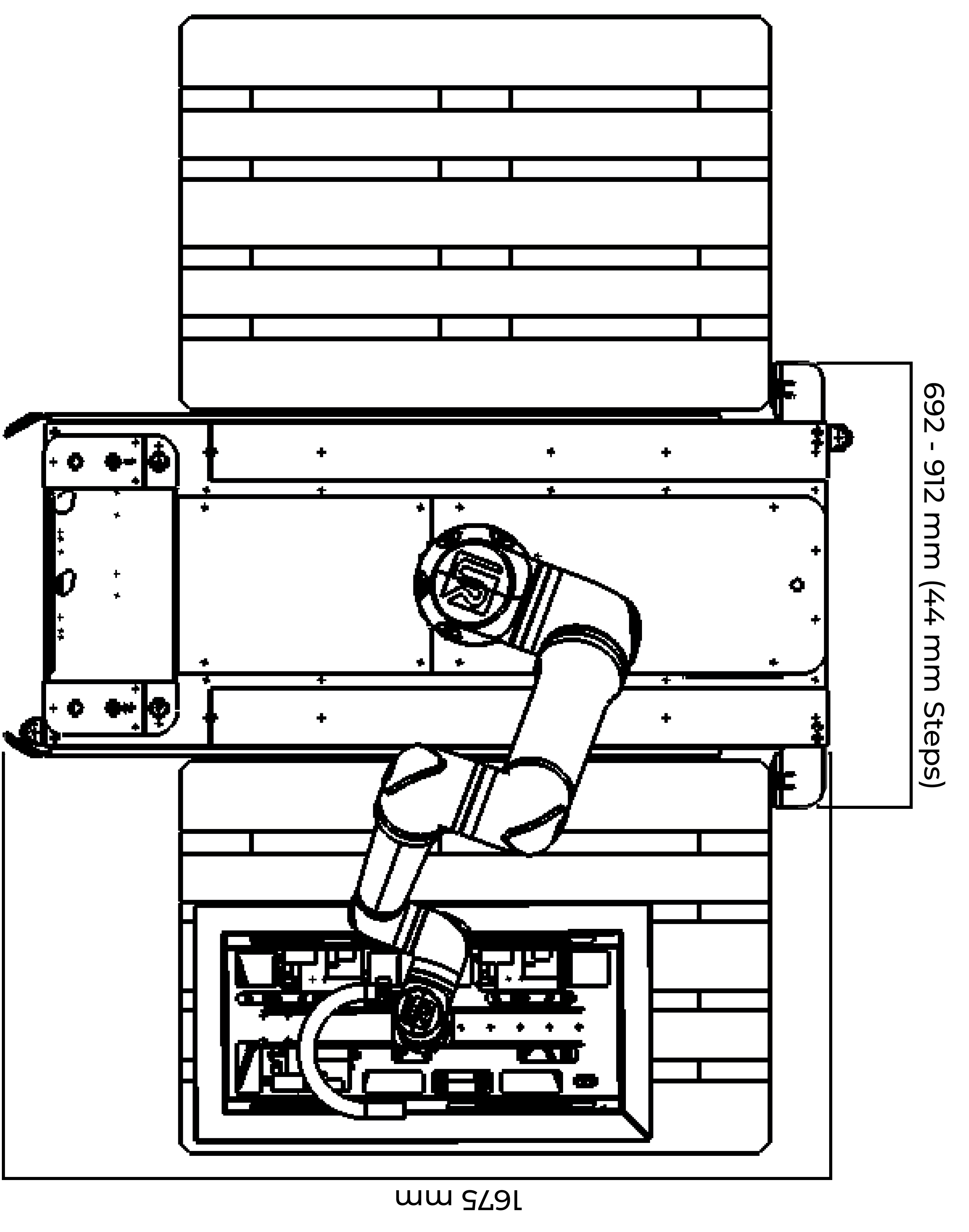 Dimensions of MobilePalletizing in the version with Universal Robots UR30