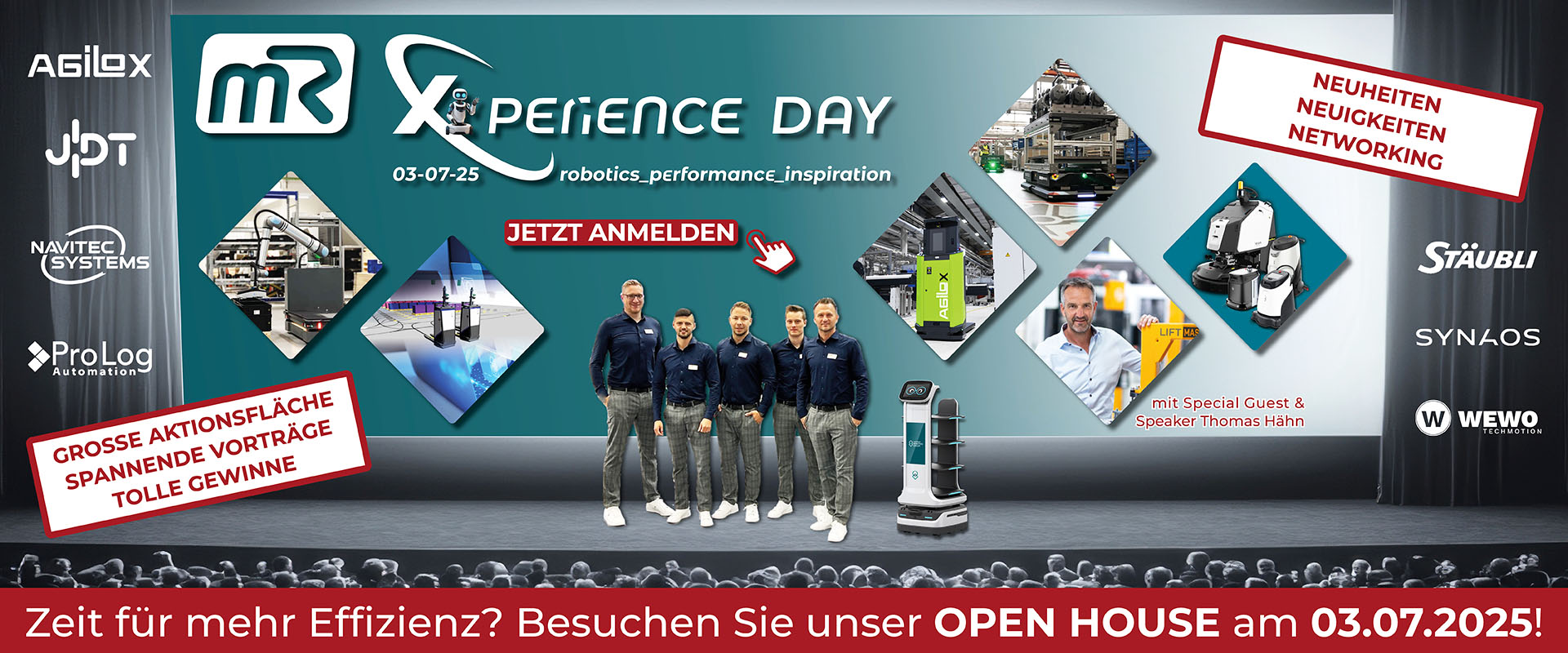 Treffen Sie unsere Experten für fahrerlose Transportsysteme und Robotik am 'mR MOBILE ROBOTS xPERIENCE DAY 2025' bei Dahl Automation in Meinerzhagen!